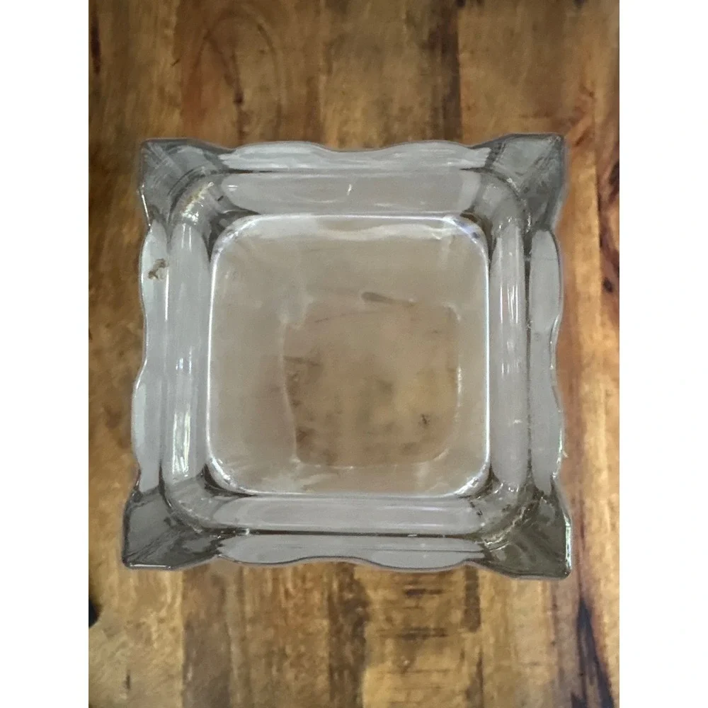Mikasa Frosted Art Glass Square Vase Embossed Leaf Pattern Clear Corners